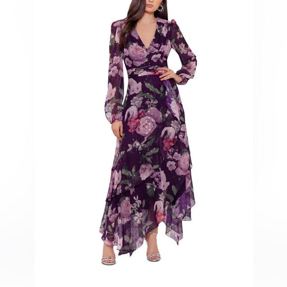 Xscape Dresses & Skirts - XSCAPE Chiffon Floral Maxi Dress, Size 14, New with Tag MSRP $279